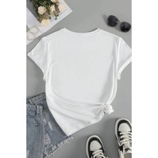 Unisex Pamuklu Butterfly Flowers Ön Baskılı Tasarım Tshirt