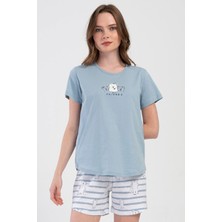 Pamuklu Kadın Kısa Kol Şortlu Pijama Takım
, 409023