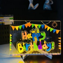 Büro Ev Ofis Hediyesi Için 20X30CM Renkli Fosforlu Kalemli Dikdörtgen LED Işıklı Yazı Panosu