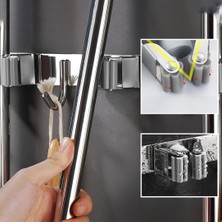 Büro Ev Ofis Için Dört Kancalı Askılık Üç Klıpslı Paspas Süpürge Tutucu