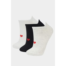 DeFacto Kadın Kalp Desenli 3'lü Pamuklu Patik Çorap F5614AXNS