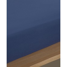 English Home Düz Pamuklu Tek Kişilik Lastikli Çarşaf 100x200 cm Gece Mavisi