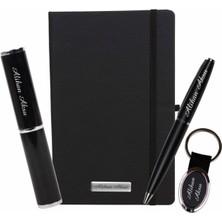 Kalemedair Kişiye Özel Lastikli Defter Anahtarlık ve Kalem Seti​ Tasarım Kutulu