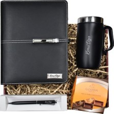 Kalemedair Kişiye Özel Exclusive Organizerli Tarihsiz Ajanda Kalem Termos Bardak ve Çikolata Hediye Seti