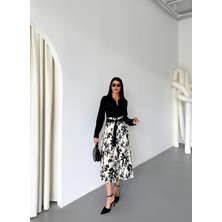 Çiçek Desenli Pilili Kuşaklı Etek 6735