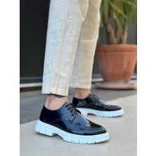 ET0237 Bağcıklı Rugan Klasik Yüksek Taban Siyah Casual Erkek Ayakkabı