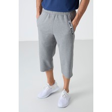 Tommy Life Gri Melanj Ön Cep Detaylı Standart Kalıp Klasik Paça Erkek Kapri - 83092
