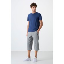 Tommy Life Gri Melanj Ön Cep Detaylı Standart Kalıp Klasik Paça Erkek Kapri - 83092
