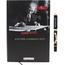 Kalemedair Kişiye Özel Premium Atatürk Ajandası ve Roller Kalem Seti - Kutusuz