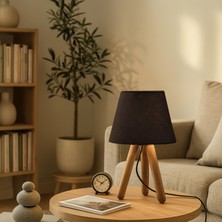 Homing Tasarım Ahşap Krem Kumaş Başlık Abajur