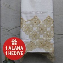 Sivona Bir Alana Bir Hediye Sarı Dantelli El Havlusu (50 x 90)