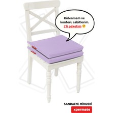 Xpermate Fermuarlı 2'Li Sandalye Minderi Su Itici Kumaş 40 x 40  cm  Sünger Sandalye Minderi Bağcıklı Lila