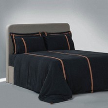 Ecocotton Hazar Çift Kişilik Nevresim Takımı %100 Organik Pamuk Saten Parça Boya Siyah 200X220 cm