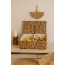 Hasır 2 Bölmeli Çok Amaçlı Sepet- Patates&soğan Sepeti 39 cm x 22 cm (Svr)