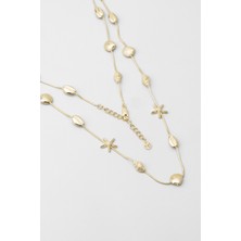 Thalassa 18 Ayar Sarı Altın Kaplama 45 cm Gümüş Kolye