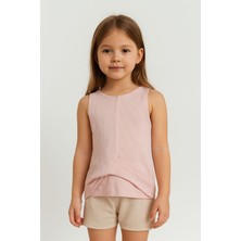 Miniğimin Cicileri Kaşkorse Esnek Bel Detaylı Kız çocuk crop - Pudra