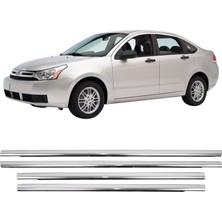 Ford Focus Uyumlu 2005-2011 Krom Cam Çıtası 4 Parça Paslanmaz Çelik