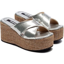 Kadın Hasır Taban Yüksek Platform Topuklu Eva Terlik 2305