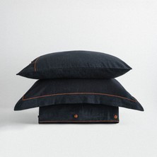 Ecocotton Havin Battal Boy Nevresim Takımı %100 Organik Pamuk Saten Parça Boya Antrasit 240X220 cm