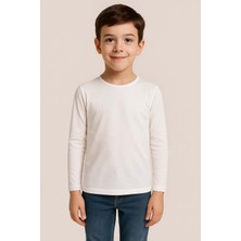 Unisex Çocuk Bisiklet Yaka Uzun Kollu Okul Badi M00748 Beyaz