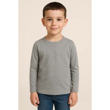 Unisex Çocuk Bisiklet Yaka Uzun Kollu Okul Badi M00748 Gri