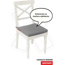 Xpermate Fermuarlı Sandalye Minderi Su Itici Kumaş 40X40 cm Sünger Sandalye Minderi Bağcıklı Antrasit