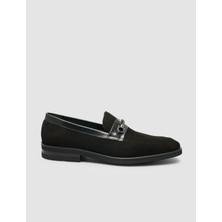 Cabani %100 Hakiki Deri Süet Siyah Toka Detaylı Erkek Loafer