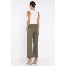 Bel Lastikli Paça Püsküllü Kadın Keten Pantolon P-00017847
