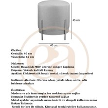 Ella Mio Puf, Metal Halkalı Puf, Makyaj Oturağı ,puf Bench Montajsız Oturak Siyah Metal Ayaklı