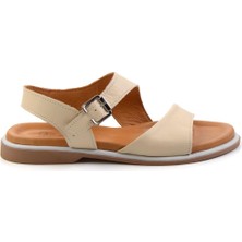 Bej Leather Kadın Sandalet K05331120603