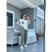 Alinn Butikk Kadın Kristal Kumaş Garnili Cep Detaylı Ikili Takım
