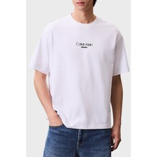 Calvin Klein Pamuklu Relaxed Fit Bisiklet Yaka Logolu T Shirt LV04RC851GYAA Erkek T Shirt LV04RC851G Yaa