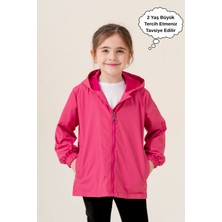 Kız Çocuk Kapüşonlu Cepli Astarlı Mevsimlik Yağmurluk