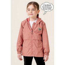 Kız Çocuk Kapüşonlu Cepli Astarlı Mevsimlik Yağmurluk
