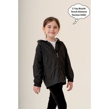 Kız Çocuk Kapüşonlu Cepli Astarlı Mevsimlik Yağmurluk