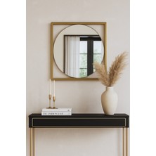 Effe Yapı Dekor 50 cm Gold Metal Çerçeveli Dekoratif Ayna Şık Tasarım ve Dayanıklı Cam