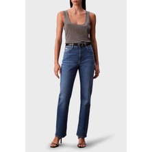 Calvin Klein Pamuklu Straight Fit Yüksek Bel Düz Paça Jeans LV047B913GYCC Bayan Kot Pantolon LV047B913G Ycc