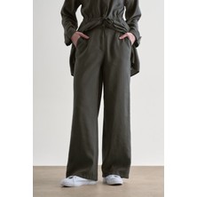 Mizalle Gri Rahat Kesim Geniş Paçalı Modal Pantolon