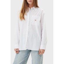 Calvin Klein Pamuklu Relaxed Fit Uzun Kollu Logolu Gömlek LV047C143GYAA Bayan Gömlek LV047C143G Yaa