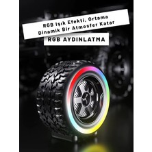 Tekerlek Tasarımlı Rgb Bluetooth Hoparlör Tws 10W Usb/tf Kart Grişi Güçlü Bass
