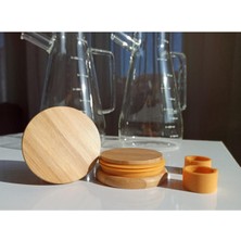 Bambu Kapaklı Vakumlu Borosilikat Cam Yağlık & Sirkelik 2'li Set 900 ml