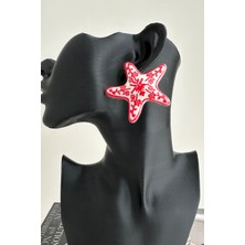 Çiçek Desenli Deniz Yıldızı Küpe (5cm)