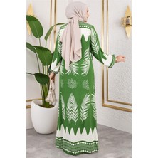 Yakası Bağlamalı Viskon Elbise Çağla Yeşili - Çağla Yeşili - 44