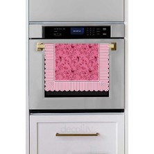 Decofav Jolie Flowers Pink Dekoratif Kenar Kuşlar ve Dallar Tasarımlı Lazer Kesim Dikişsiz Fırın Örtüsü