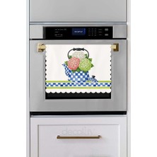 Decofav Ortanca Buketli Çaydanlık Desenli Dijital Baskılı Lazer Kesim Dikişsiz Fırın Örtüsü - 40X52CM