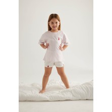 Kız Çocuk Pamuklu Kısa Kollu Şort Pijama Takımı