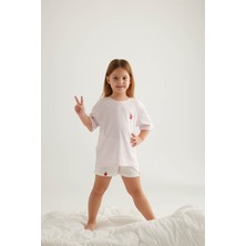Kız Çocuk Pamuklu Kısa Kollu Şort Pijama Takımı