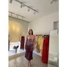 Ip Askılı Saten Elbise