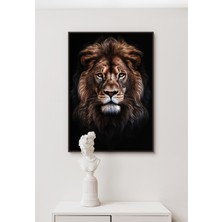 Metal Çerçeveli Gerçek Camlı Tablo - Dijital Baskı - Aslan