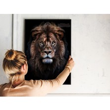 Metal Çerçeveli Gerçek Camlı Tablo - Dijital Baskı - Aslan